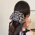 Pince à cheveux avec nœud à motif léopard rétro en mousseline pour un style élégant - Léopard Café
