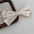 Chic cream-white twill cotton bow hair clip with elegant double-layer design for women - Spring Clips / Beige