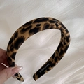 Classic brown leopard print wide headband with handmade label and non-slip inner lining - Wide Headband / Dark Coffee Leopard