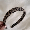 Classic brown leopard print fabric headband with handmade label and wide design - Headband / 2cm / Light Leopard