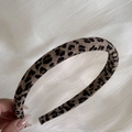 Classic leopard print fabric headband in brown and beige tones for women - Headband / 1.5cm / Light Leopard