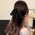 Elegante grote zwarte fluwelen strik haarklem voor dames in een Franse vintage stijl look - Zwarte Fluwelen Haarclip