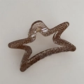 Star shaped dark brown hair claw clip with white crackle texture and gold spring - Silver Star / Brown