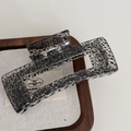 Large black grey marble pattern hair claw clip with rectangular cutout design - Large Square Clip / Black