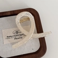 Chic cream beige square hair claw clip with vintage crackle texture for women - Small Y-shape Claw / White
