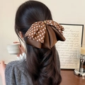 Pinza para el pelo con lazo retro clásico, estampado paisley azul y capas de satén - Pinza de Pelo con Lazo Café