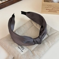 Elegant dark grey knotted satin headband for women with a stylish matte texture finish - Gray