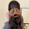 Grande pince à cheveux élégante avec nœud double et imprimé cachemire marron pour femme - Style Paisley Brun Jaunâtre