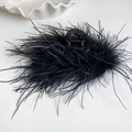 Elegante molletta per capelli con piume nere da donna dal design minimalista e unico - Grande / Nero