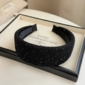 Cerchietto retrò nero con paillettes, trama in tweed e fodera antiscivolo interna - Stile a Maglia Con Paillettes / Nero