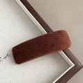 Detail of a rectangular dark brown velvet hair clip with fine texture for autumn winter - Corduroy Brown