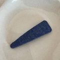 Detail view of dark blue denim fabric texture on rectangular vintage snap hair clip - Dark Blue - Water Drop