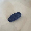 Close-up of oval snap clip featuring vintage dark blue denim fabric texture and finish - Dark Blue - Oval