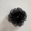 Elegante fermaglio per capelli a fiore in organza nera con perle per donna accessori per capelli - Nero