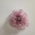Elegante fermaglio per capelli con orchidea rosa e strati in tessuto organza semitrasparente - Rosa antico