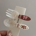 Simpatico set di fermagli per capelli a forma di forchetta marrone e cucchiaio bianco - Forma Di Utensile Motivo Orso E Papillon