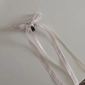 Fermaglio per capelli con fiocco a quadretti e nastri lunghi in marrone e beige - Stile Fiocco con Nastro / Quadri Albicocca