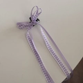Fermaglio per capelli con fiocco a scacchi viola e nappe lunghe per acconciature - Stile Fiocco con Nastro / Quadri viola