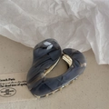 Detail of large marble grey acetate hair claw with elegant golden alloy teeth for women - Fog Blue