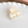 Pince à cheveux nœud en acétate blanc crème avec finition brillante pour femmes - Blanc Crème Petite Pince Crab