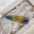 Detailed close-up of marble pattern acetate hair clip with France Handmade engraving - Acetate Long Triangle Clip / Colorful