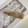Detail of acetate hair clip with marble texture in a minimalist white gift box - Acetate Long Triangle Clip / Off-white