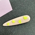 Beige teardrop hair clip with vibrant neon yellow heart patterns for modern women - Teardrop / Milky Apricot