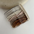 Earth tone wave textured elastic hair ties set in a transparent cylindrical storage jar - Brown Series (Wave)