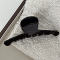 Dettaglio del fermaglio per capelli in acetato tartarugato scuro con logo dorato - Stile Diritto Sottile (FJ891751) / Marrone Scuro