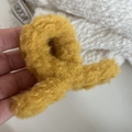 Ginger yellow plush faux rabbit fur claw clip with soft texture for autumn winter hair - Yellow