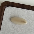 Elegant cream acetate oval hair clip with France Handmade lettering in a minimalist style - Milk White