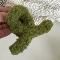 Olive green plush faux fur hair claw clip for women's autumn winter headwear styling - Grass Green