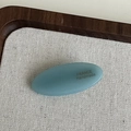 Morandi blue oval acetate hair clip with France Handmade lettering in minimalist style - Blue