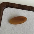 Amber translucent oval acetate hair clip with gold France Handmade lettering - Brown