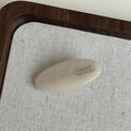 Oval cream acetate hair clip with France Handmade text on elegant wooden display - Mermaid White