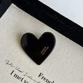 Handmade black acrylic heart hair clip with gold France lettering and glossy finish - Black