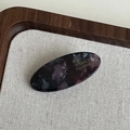 Elegant purple marble acetate oval hair clip with gold France Handmade lettering - Dark Purple