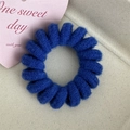 Klein blue fuzzy knit telephone wire hair coil tie in vibrant spiraled wool texture - Candy Color Telephone Cord-Deep Blue