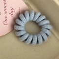Light blue knitted spiral telephone wire hair tie with soft woolen texture finish - Candy Color Telephone Cord-Light Blue