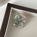 Mini marmeren acetaat haarklem in roze en groen met gouden France Handmade logo - Roze & Groen