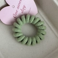 Light green knitted spiral telephone wire hair tie with soft wool texture - Candy Color Telephone Cord-Light Green