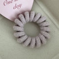 Pale purple knitted texture spiral telephone cord hair tie with cozy fabric finish - Candy Color Telephone Cord-Light Pink
