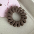 Brown knitted spiral telephone wire hair tie with a soft wool fabric finish - Candy Color Telephone Cord-Dark Coffee