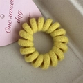 Bright yellow knitted telephone wire hair tie with a spiral structure and woven texture - Candy Color Telephone Cord-Yellow