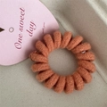 Elastic candy-colored knitted spiral telephone wire hair tie in vibrant orange-pink - Candy Color Telephone Cord-Orange