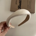 Diadema retro francesa de cuero crema acolchada para mujer con esponja gruesa - Beige