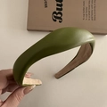 Diadema vintage francesa de cuero sintético verde aguacate con relleno de esponja gruesa - Verde