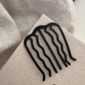 Forcina per capelli ondulata nera minimalista in metallo per acconciature eleganti - Spilla per Capelli Grande