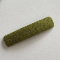 Close-up of olive green knitted fabric hair clip with soft rectangular woven texture - Fabric Rectangular BB Clip / Light Green