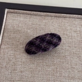 Pince à cheveux à carreaux violets au design rétro avec texture en laine douce - Plaid Rétro - Violet Noir Canard